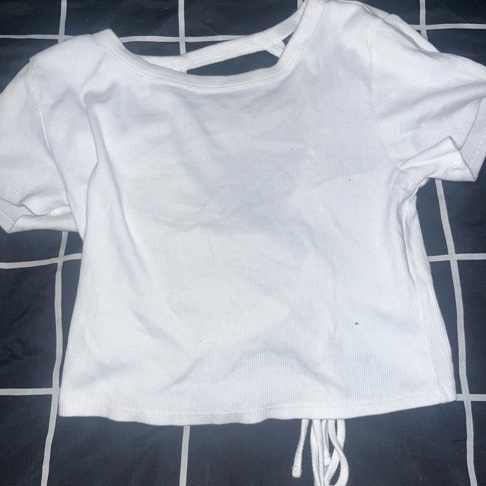 White Tie Back Cropped Tee